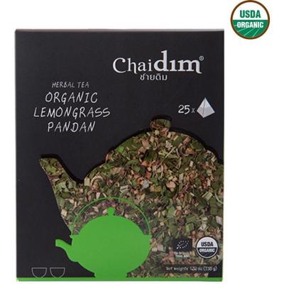 Organic Pavilion ชาสมุนไพรตะไคร้ใบเตย 25ถุงชา Chaidim Organic Lemongrass Pandan Herbal Tea 25 tea bags (37.5gm)