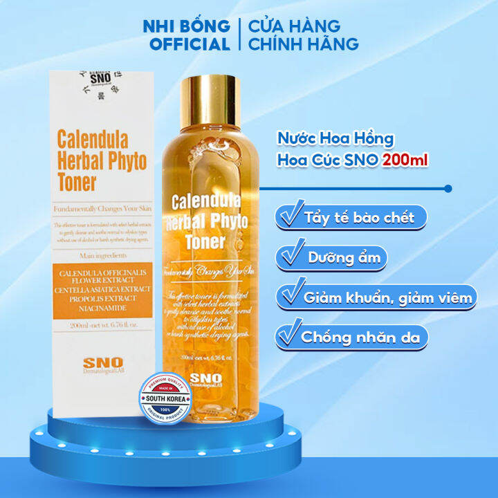 Nước Hoa Hồng Hoa Cúc SNO Calendula Herbal Phyto Hàn Quốc 200ml Giúp se  khít lỗ chân lông trắng sáng mềm mịn tự nhiên 