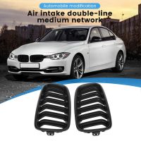 F30 Grill, Front Hood Kidney Grille For 3 Series F30 F31 F35 2012-2018 (Double Slat Matt Black Grill, 2-Pc Set)