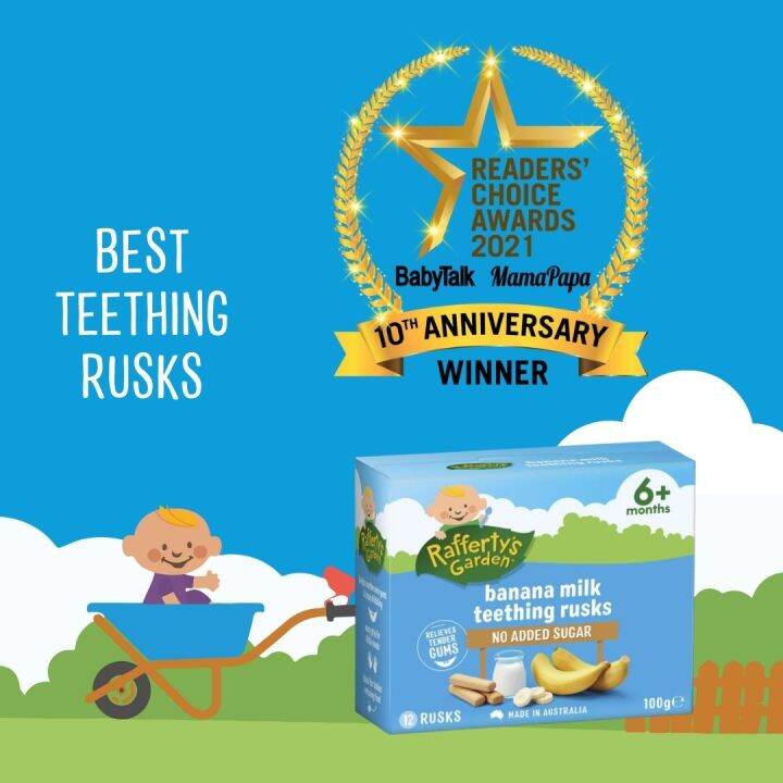 Rafferty's Garden Banana Milk Baby Teething Rusks 6m+ Baby Snack [Exp