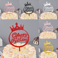 1pcs Acrylic Happy Birthday crown Cake Topper Letter Cake Toppers Party Supplies Happy Birthday Black Cake Decorations Boy