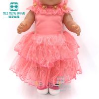 Doll clothes for 43cm-45cm toy new born doll and american doll Pink princess dress baby Lace dress