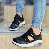 COD ✇∏๑ CUZ81VG V SHOP New large size casual single shoes womens flat-bottomed thick-soled flying woven Velcro dad shoes sneakers