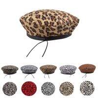 Women Faux Leopard Beret Print Winter Hat Red Girl Artist Brown French Hat Wool Cashmere Fashion Spring Female Vintage Flat Cap