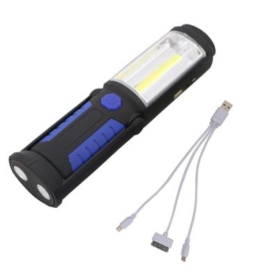 USB Rechargeable COB LED Flashlight COB light strip +1LED Torch Work Hand Lamp lantern Magnetic Waterproof Emergency LED Light