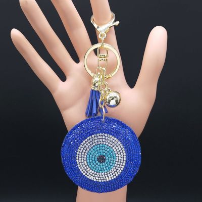 Turkey Eyes Crystal Keychains Keyring for Women Keychain Blue Gold Color Key Chain Bag Accessories Jewelry llaveros ojo turco Headbands