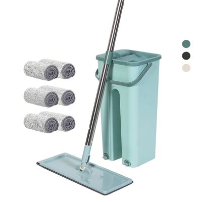 Floor Mops with Bucket Lazy Hands Free Squeeze Mop Home Kitchen Household Cleaning Mops 360 Rotating Wet or Dry Usage