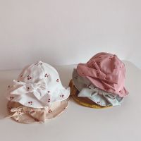 Summer Baby Girl Bucket Hat Fruit Print Bow Wide Brim Panama Hats Soft Cotton Outdoor Kids Sun Hat