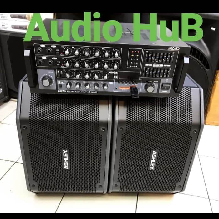 PAKET KARAOKE SPEAKER ASHLEY K2310 AMPLIFIER LAD 1000B AMPLI BAGUS