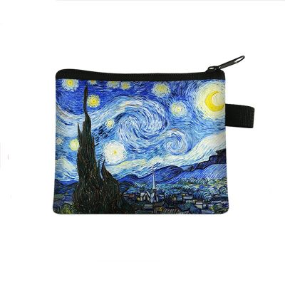 Van Gogh/Michelangelo/กระเป๋าศิลปะ Da Vinci ผู้หญิงวินเทจกระเป๋าลิปสติกดาวคืน/เดวิด/Mona Lisa กระเป๋าสตางค์สั้น