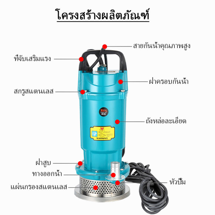 yongrui-220v-1-นิ้ว-ปั๊มน้ำ-ปั๊มแช่-ปั๊มจุ่ม-370-วัตต์-ปั๊มแช่ไฟฟ้า-มอเตอร์ทองแดงแท้100-สายยาว-3m-มีการป้องกันไฟฟ้ารั่ว