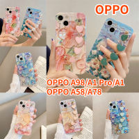 Aweven เคสข้อมือสำหรับ OPPO A98 OPPO A58 OPPO A78 OPPO A1 OPPO เคส A1 Crossbody Bluray แววน้ำมันภาพวาดเคสแบบนุ่มเพชร