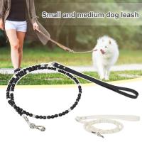 【LZ】jthre Pet Traction Leash Faux Pearls Decor Escape-proof Faux Leather Pet Dogs Cats Traction Rope for Medium Dogs