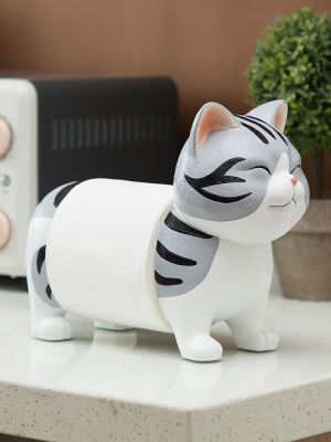 ℗ Desktop Resin Roll Paper Tissue Holder Cartoon Creative Living Room Dining Table Coffee Table Kitchen Cute Cat Decoration