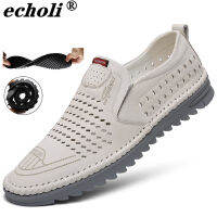 ECHOLI ใหม่ฤดูใบไม้ผลิฤดูร้อนหนังแท้สำหรับผู้ชายรองเท้า38-44 Anti-Slip Soft ยางรองพื้นธุรกิจลำลองผู้ชายจริงหนัง Loafers