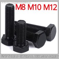 M8 M10 M12 External Hex Hexagon Bolt 1 1.25 1.5 Fine Thread Grade 8.8 High Strength Black Carbon Steel Screw Length 16-60mm