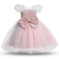 Polka dot Summer Tulle Dresses for Little Girls Wedding Bridesmaid Costume Princess Gown Puffy Children First Communion Dress