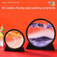 Creative Round 3D Glass Quicksand Painting Hourglass Ornament Flow Landscape Decorative Painting Craft Gift Home Ornament
