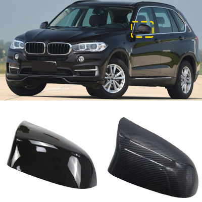 รถด้านหลังกระจกมองข้างฝาครอบกระจกมองหลังสำหรับ BMW X3 X4 X5 X6 F25 F15 F16คาร์บอนไฟเบอร์ Auto Gloss สีดำ14-18