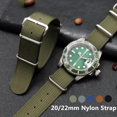 ☋♤卐 สายผ้าใบไนลอนสาน 20 มม. 22 มม. กีฬากันน้ำทหารเข็มขัดนิรภัยสร้อยข้อมือสำหรับ Rolex/Seiko/Omega/Tudor สายนาฬิกา