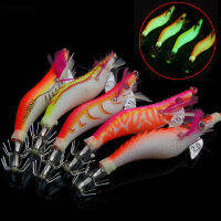 5pcs Luminous Squid Jigs Prawn Hook ไม้ Bionic กุ้งเหยื่อตกปลาเหยื่อตกปลาน้ำเค็ม 7.32g-Luqiande