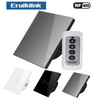 Eruiklink 1/2/3 Gang 1 Way Wall Sensor Touch Switch Crystal Glass Wall lamp Switch EU/UK Standard with RF Remote Control