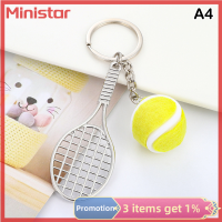 Ministar พวงกุญแจแร็กเกตเทนนิสสุดสร้างสรรค์,พวงกุญแจลูกบอลน่ารักสำหรับกีฬาจี้พวงกุญแจกระเป๋าพวงกุญแจรถยนต์ขนาดเล็กของขวัญสำหรับผู้ชายผู้หญิง