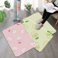 Strawberry Milk Kawaii Printed Flannel Floor Mat Bathroom Decor Carpet Non-Slip For Living Room Kitchen Welcome Doormat Rug