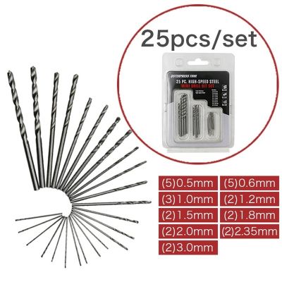 10/25pcs 0.5-3.0mm HSS Twist Drill Bit Set For Dremel Rotary Tool Straight Shank Mini Drill Bit Set Hand Tools