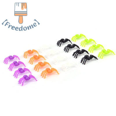 【Freedome】 200ชิ้น/เซ็ต Halloween Plastic mixed-Color Miniature spiders ตกแต่งของเล่นขนาดเล็ก