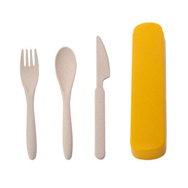 cutlery-set-three-piece-creative-portable-tableware-wheat-straw-cutlery-set-tableware-set-reusable-children-dinnerware-set