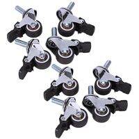 8Pcs Mini Small Casters 1Inch M8X15mm Tpe Silent Wheels with Brake Universal Casters Wheel for Furniture Bookcase Drawer