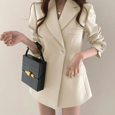 Autumn Blazer Thin Women Section Korean Version Ins Style Wind Retro Khaki Shirt Loose Casual Suit Collar Female Solid Coat