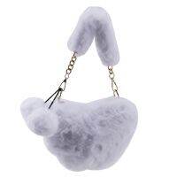 New Women Winter Plush Handbag Lady Heart Shape Hand Bag Female Fashion Phone Purse Teenage Girl Tote Bags