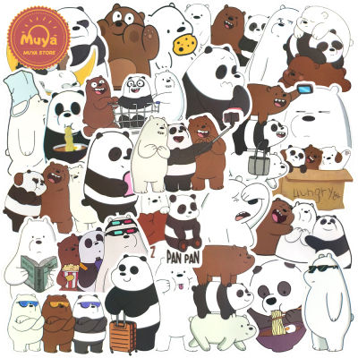 MUYA 50Pcs สติกเกอร์รูปหมีสำหรับเด็กกันน้ำสติ๊กเกอร์น่ารักสำหรับวารสารกระเป๋าเดินทางแล็ปท็อป