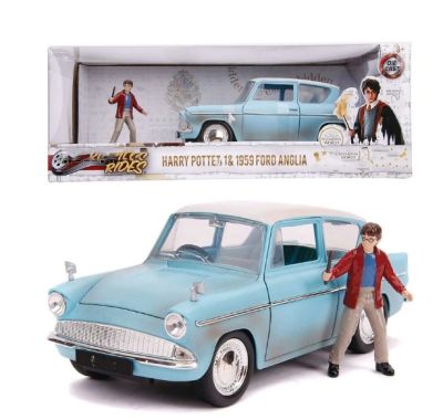 โมเดลรถของเล่นคลาสสิก จากภาพยนต์ดัง Harry Potter Ford Aglia 1959 อัตราส่วน  1:24  โลหะผสม  พร้อมตัวละครเอก สุดคลาสสิคน่าสะสม