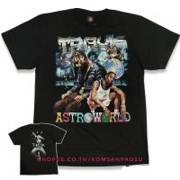 เสื้อยืดคอกลมผู้ชายแขนสั้น เสื้อยืด travis scott astroworld cactusjack raptee