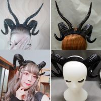 Demon Evil Horn Headwear Cosplay Props Women Halloween Accessories Hairpin Evil Gothic Lolita Sheep Horn Headband