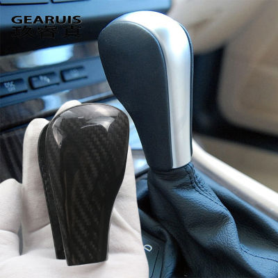 รถจัดแต่งทรงผมสำหรับ BMW 5 Series E60 X3 E83 6 Series E63 X5คาร์บอนไฟเบอร์เกียร์ Shift Handle Cover สติกเกอร์อัตโนมัติอุปกรณ์เสริม