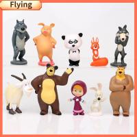 FLYING 10Pcs/set ของเล่น ตัวเลข การสร้างแบบจำลองฉาก มินิน่ารัก เครื่องประดับ ตุ๊กตา Masha and The Bear นางแบบ ของเล่นตุ๊กตา หุ่นจำลอง