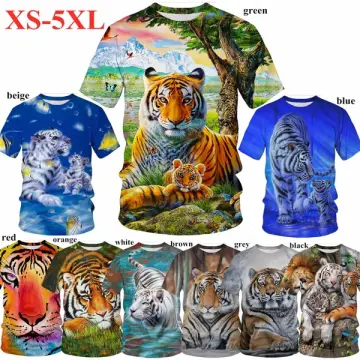 Men's tiger 3d Short Sleeve Clothes Creative Animal Digital O-neck Tiger 3D Print  T-Shirt women Tops