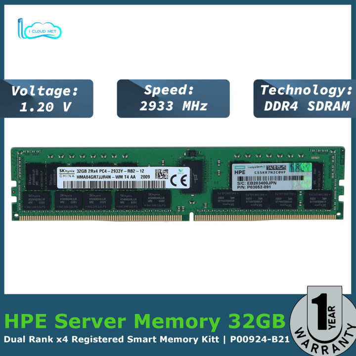 HPE Server Memory 32GB | P00924-B21 | HPE 32GB 2Rx4 PC4-2933Y-R Smart ...