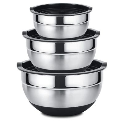 Stainless Steel Mixing Bowls Salad Bowl Non-Slip Stackable Serving Bowl with Airtight Lids for Kitchen Cooking Baking,Et