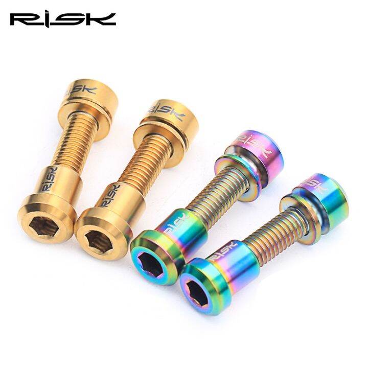 RISK Bicycle Titanium Bolts M5 X18mm Front Fork Lock Screws Nuts Kit Ti ...