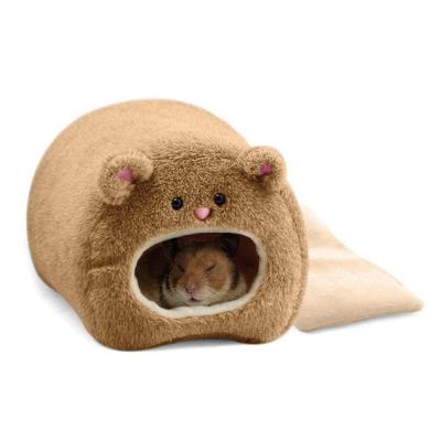 Rats Hamster Winter Warm Hanging Cage Hammock Cute Bear House with Bed Mat for Small Furry Animals