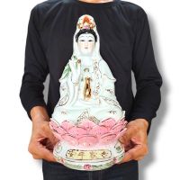 เจ้าแม่กวนอิมปางประทานพร มือถือแจกัน เสื้อสีขาว กว้าง 6 นิ้วสูง 12 นิ้ว งานกลางสายนำเข้าจากจีน