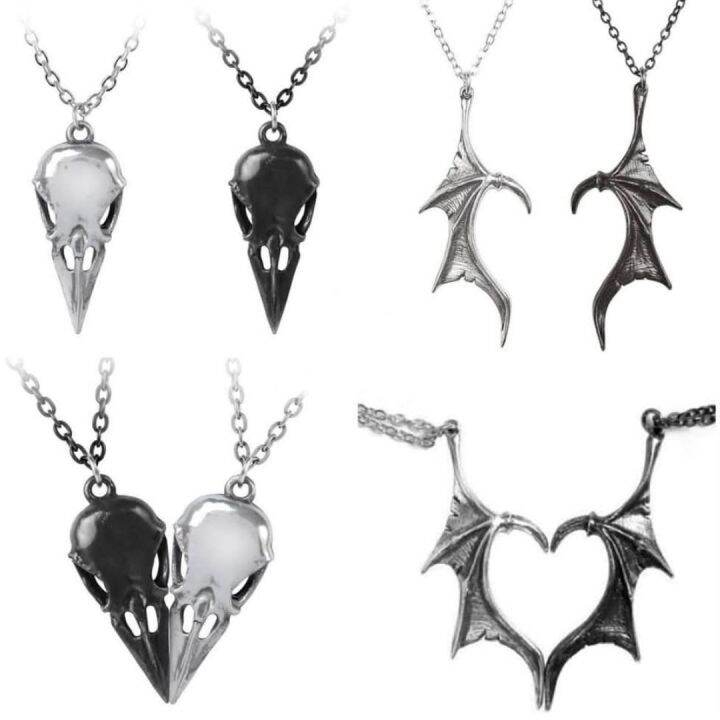 gothic-accessories-for-women-vintage-couples-matching-necklace-white-black-dragon-wing-heart-pendant-hip-hop-punk-party-jewelry