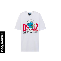 แขนสั้นคลาสสิกสำหรับผู้ชายแบรนด์ Smurfs ใหม่100% เสื้อยืดผ้าฝ้ายแบรนด์พร้อมส่ง DSQUARED2ฤดูใบไม้ผลิ/ฤดูร้อน