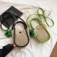 Korean Version New Style Vacation Woven Bag Small Fresh Straw Stitching Handbag Fashion All-Match Messenger Shoulder 【AUG】