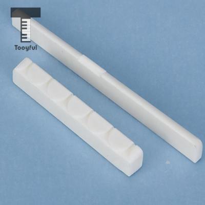 ‘【；】 Tooyful High Quality Replacement Buffalo Bone Bridge Saddle And Nut Slotted Set Part For Classical Acoustic Folk Ukulele Guitar